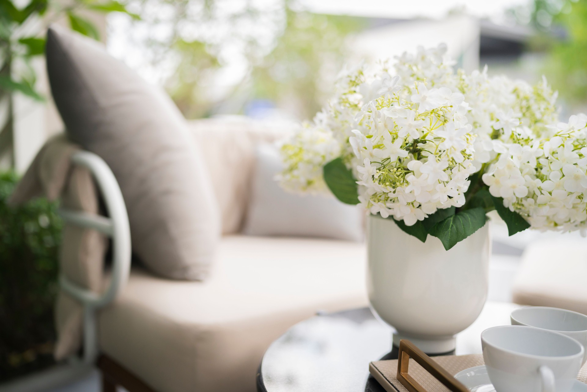gazabo interior design,garden outdoor white armchair with coffee side table in white color theme stay in garden relax casual atmosphere ambient,home interior ideas design concept
